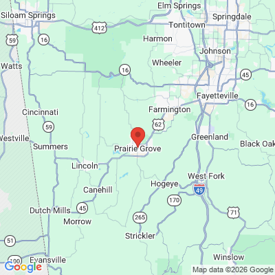 Map to  office in Prairie Grove, AR