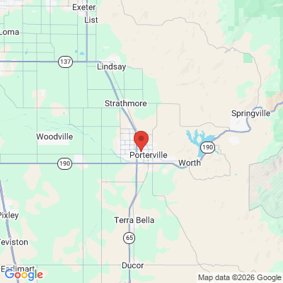 Map to Richard Hardt's Live Oak Dental office in Porterville, CA