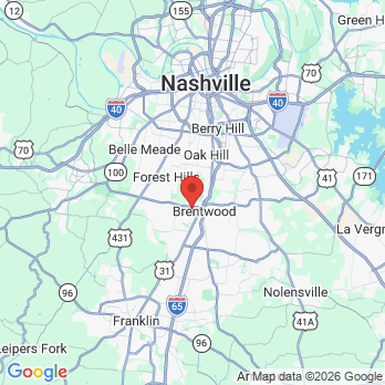 Map to Brentwood Dental Excellence office in Brentwood, TN