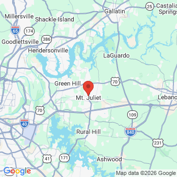Map to Mt. Juliet Family & Cosmetic Dentistry office in Mt. Juliet, TN
