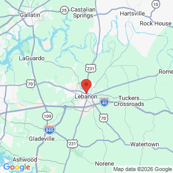 Map to Lebanon Dental Group office in Lebanon, TN