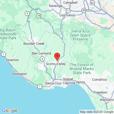 Map to Melanie Asnani DDS office in Scotts Valley, CA