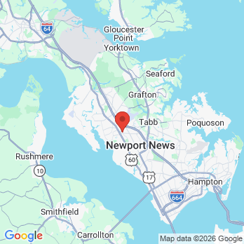 Map to Tidewater Dental Arts office in Newport News, VA