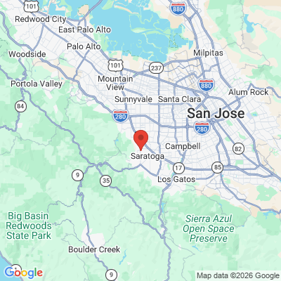 Map to Seven Hills Dental office in Saratoga, CA