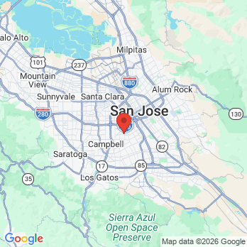 Map to Willow Glen Dental office in San Jose, CA