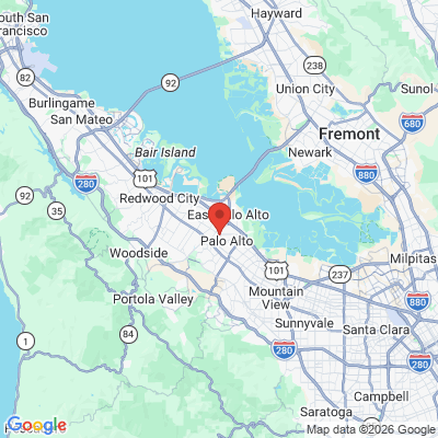 Map to Delores W. Eberhart, DDS office in Palo Alto, CA