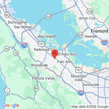 Map to Andrea Yaley, DDS office in Menlo Park, CA