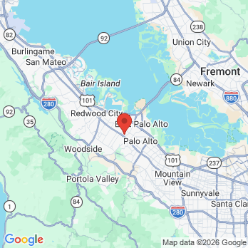 Map to  Peninsula Smiles office in Menlo Park, CA