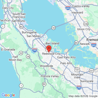 Map to Dr. Robert Plant, DDS office in Redwood City, CA