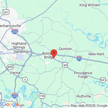 Map to New Kent Family Dentistry; Phyllis Greer D.D.S. office in Quinton, VA