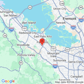 Map to 409 Cambridge Ave. office in Palo Alto, CA