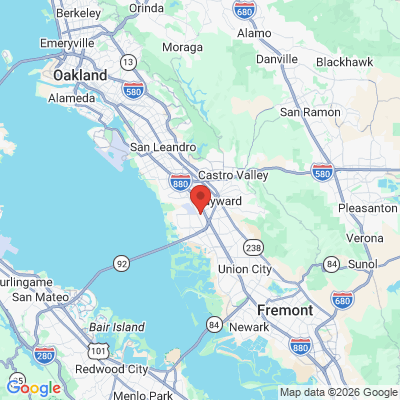 Map to Southland Dental Care office in Hayward, CA