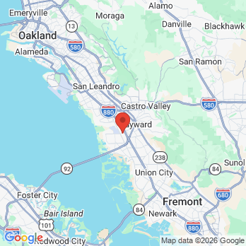 Map to Premier Family Dental office in Hayward, CA