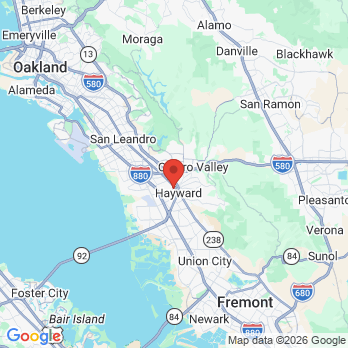 Map to A Street Dental office in Hayward, CA