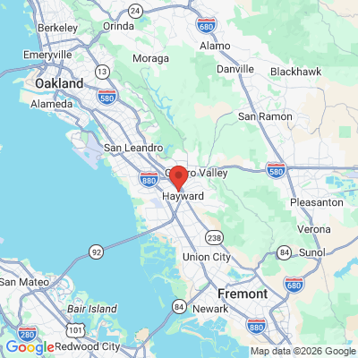Map to A Street Dental office in Hayward, CA