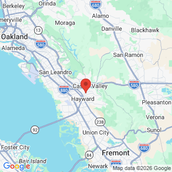 Map to Leung Dental office in Hayward, CA