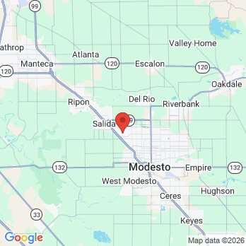Map to Grant Rickey, DDS, Wesley Wong, DDS office in Modesto, CA