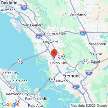 Map to East Bay Dental Surgery office in Hayward, CA