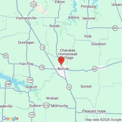 Map to  office in Bolivar, MO