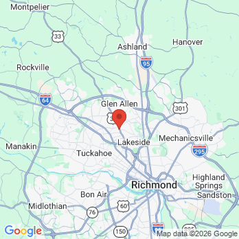 Map to Brightwork Family Dentistry office in Richmond, VA