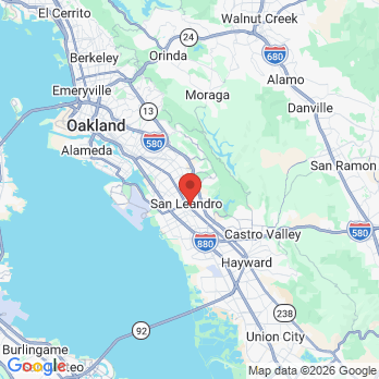Map to San Leandro Periodontics office in San Leandro, CA