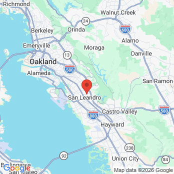 Map to Bancroft Dental Care office in San Leandro, CA