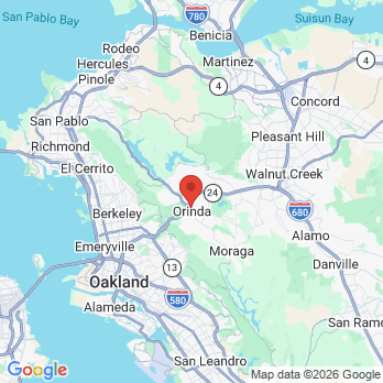 Map to Orinda Dental Care office in Orinda, CA