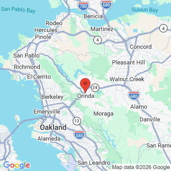 Map to A. Reza Koopah DDS and Amir R. Koopah DDS Inc. office in Orinda, CA