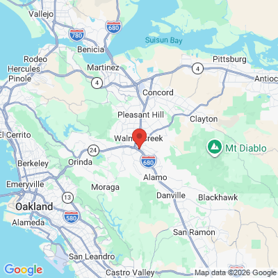 Map to Walnut Creek Dental Studio office in Walnut Creek, CA