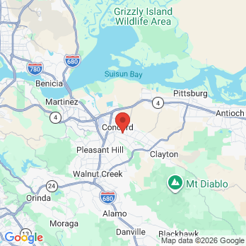 Map to Roots Dental Studio office in Concord, CA