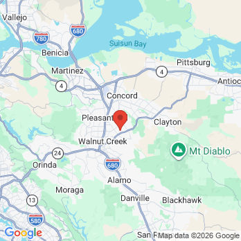 Map to A. Ray Nunnery DDS Inc office in Walnut Creek, CA