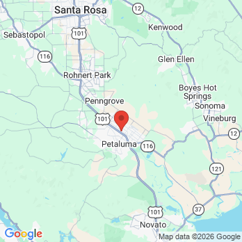 Map to Alma Dental Care office in Petaluma, CA