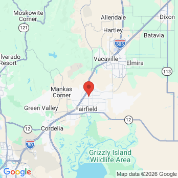 Map to Sunrise Dental and Implant Center office in Fairfield, CA