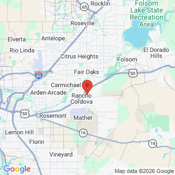 Map to Sun Center Dentistry office in Rancho Cordova, CA