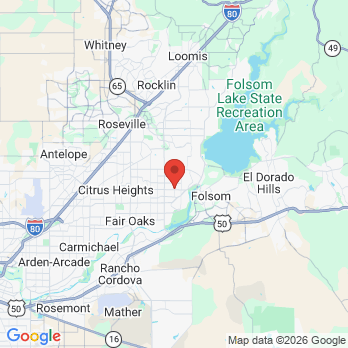 Map to Thomas Family Dentistry office in Orangevale, CA