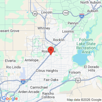 Map to Smile White Dental office in Roseville, CA