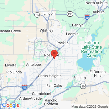 Map to Kenneth Moore DDS office in Roseville, CA