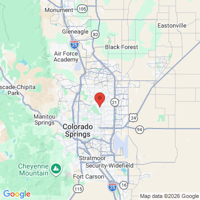 Map to Springs Family and Cosmetic Dentistry: Dr. Aruna Kuntumalla D.D.S. office in Colorado Springs, CO