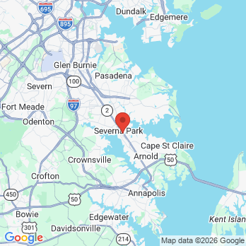 Map to BayCove Family & Cosmetic Dentistry office in Severna Park, MD