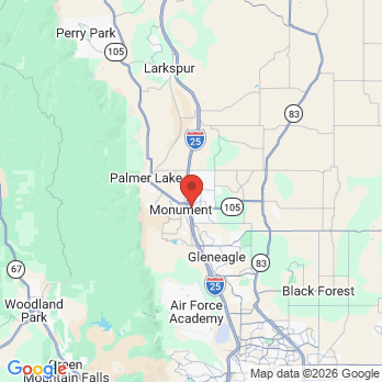 Map to Woodmoor Family Dentistry office in Monument, CO