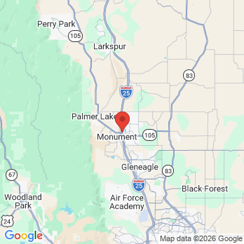 Map to Tri Lakes Dental office in Monument, CO