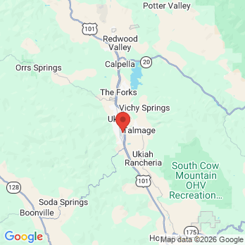 Map to Park Falls Dental office in Ukiah, CA