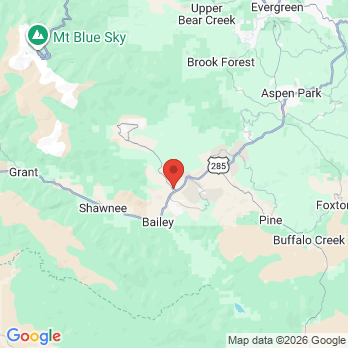 Map to Crow Hill Family Dental Care office in Bailey, CO