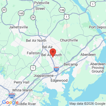 Map to Laurel Bush Family Dentistry office in Bel Air, MD