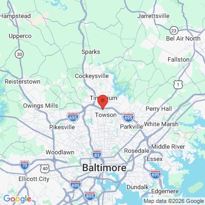 Map to Toomey Dentistry office in Towson, MD