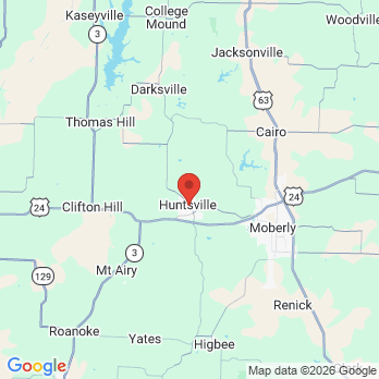 Map to Huntsville Dental Center office in Huntsville, MO
