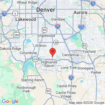Map to Rocky Mountain Dental Partners office in Centennial, CO