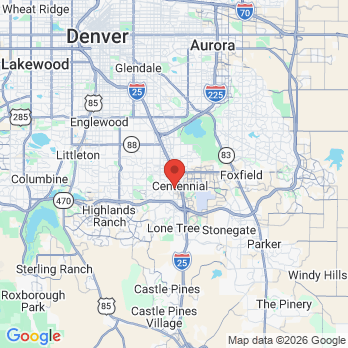 Map to Christiansen Dental office in Centennial, CO