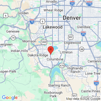 Map to Britely Dentures and Implants office in Littleton, CO