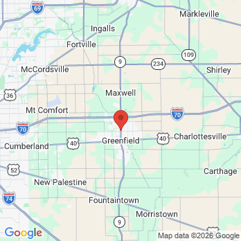 Map to Greenfield Family Dentistry office in Greenfield, IN